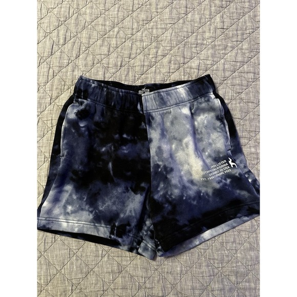 Hollister Pants - Hollister Tie Dye Sweat Shorts XS Blue Black Logo Lounge Athletic 4in Inseam Y2K